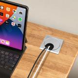 Заглушка кабель-канала, алюминиевая, квадратная, d=60 мм, хром матовый RND-RS-60.MCR, фото 2