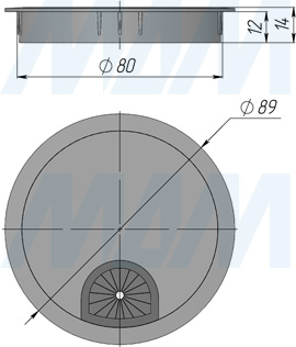 Размеры круглой металлической заглушки кабель-канала диаметром 80 мм (артикул 362-80)