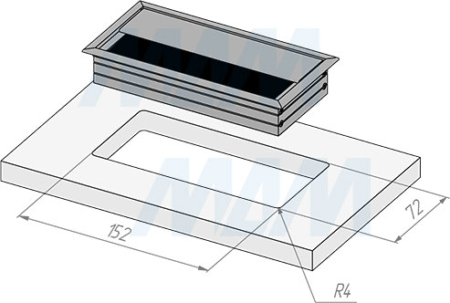 Установка алюминиевой заглушки кабель-канала, 160x80 мм (артикул ALM-RC-160)