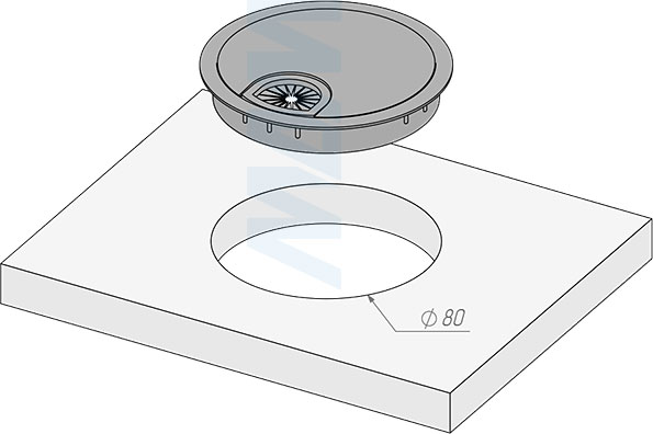 Установка алюминиевой круглой заглушки кабель-канала, диаметр 80 мм (артикул RND-RD-80)