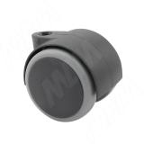 RINO Опора колесная, прорезиненное колесо, D50 мм, без стопора, серая