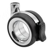 BISMARK Опора колесная, прорезиненное колесо, D75 мм, со стопором, хром CST17