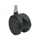 Опора двухколесная с винтом M8, D40 мм, со стопором, черная