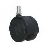 Опора двухколесная с винтом M8, D40 мм, без стопора, черная ОК-40/2/K