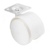 Опора двухколесная с площадкой, D50 мм, без стопора, белая OK-50/1/K/WH