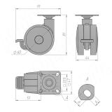 Опора двухколесная с площадкой, D60 мм, со стопором 101.A2 GR, фото 1