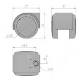 RINO Опора колесная, прорезиненное колесо, D50 мм, без стопора, серая CST16, фото 4