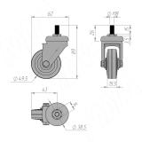 Опора колесная, D50 мм, без стопора, М8 CST50, фото 2