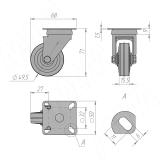 Опора колесная, D50 мм, без стопора, с площадкой CST55, фото 1