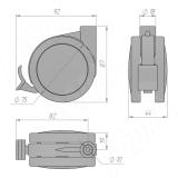 Опора двухколесная усиленная, D75 мм, со стопором, серая CST80 GREY, фото 6
