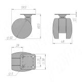 Опора колесная с площадкой, D50 мм, без стопора CSU-50P, фото 1