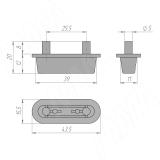 Подпятник двойной 44x16 мм, под отверстие 5 мм, белый HL.43X15.WH, фото 2