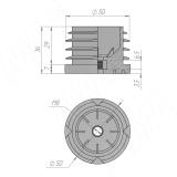 Подпятник для круглой трубы D50 мм, с резьбой М8, черный HL.R.50.M8.BL, фото 2