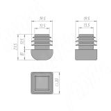 Заглушка /подпятник с полусферической шляпкой, для квадратной трубы 20x20 мм, черный HL.S.20X20.HR.BL, фото 2