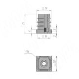Подпятник для квадратной трубы 20x20 мм, с резьбой М6, черный HL.S.20X20.M6.BL, фото 2