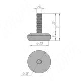 SuperGlide Ножка мебельная круглая D28мм, M6x25 мм HR-2806-25, фото 2