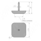 SuperGlide Подпятник квадратный, 24х24 мм, с шипом HR-D2424, фото 2