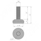 SuperGlide Ножка мебельная круглая D22мм, M8x25 мм HR-T2208-25, фото 2