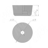 Подпятник круглый D19 мм, h10 мм, под саморез, чёрный HR19-10-P-BL, фото 2