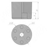 Подпятник круглый D30 мм, h25 мм, под саморез, чёрный HR30-25-P-BL, фото 2