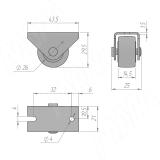 Опора колесная, прямоходная, прорезиненное колесо, высота 29 мм КП 3М, фото 1