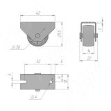 Опора колесная, прямоходная, пластиковое колесо, высота 29 мм КП 3Н, фото 1