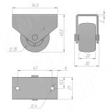 Опора колесная, прямоходная, прорезиненное колесо, высота 46 мм КП 5М, фото 1