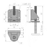 Опора регулируемая M10x68 с поддержкой боковины, универсальная LEV-M10X68.S, фото 3