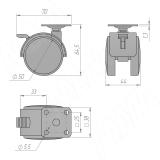 Опора двухколесная с площадкой, D50 мм, со стопором, черная OK-50/1-CT, фото 1