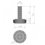 Ножка мебельная, М8x25, черная PI02 M8 X 25R, фото 2