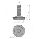 Ножка мебельная, М10x30, черная PI03 M10 X 30R, фото 2
