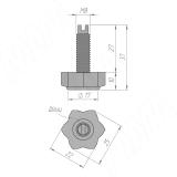 Ножка мебельная с прямым шлицем, под регулировку, М8x27, черная PI14, фото 2