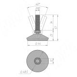 Ножка мебельная на подвижном шарнире, М10x34, черная PI77 PNE, фото 1