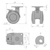 Опора двухколесная с площадкой, D50 мм, со стопором W01B, фото 1