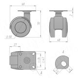 Опора двухколесная с площадкой, D50 мм, без стопора W01, фото 1