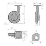 Опора одноколесная с площадкой, D80 мм, без стопора W02, фото 2