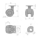 Опора двухколесная с площадкой, D40 мм, без стопора W04, фото 1