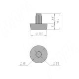 Подпятник круглый D15 мм, под отверстие 5 мм, черный КРУГЛЫЙ-1 ШТ, фото 2