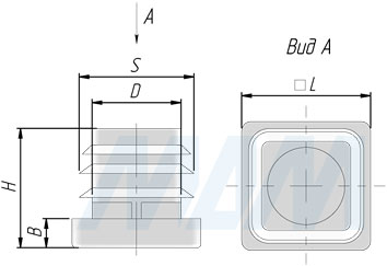 Размеры заглушки-подпятника (артикулы 20Х20Х1,5Н и 25Х25Х1,5Н )