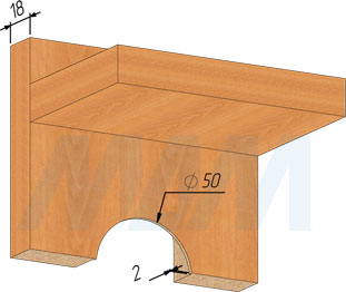 Прямоходная врезная колесная опора MEMPHIS-18  для боковины 18 мм с прорезиненным колесом диаметром 50 мм (артикул CST18)