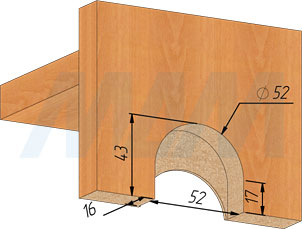 Установка прямоходной врезной колесной опоры MEMPHIS-18  для боковины 18 мм с прорезиненным колесом диаметром 50 мм (артикул CST18), чертеж 1