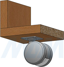 Установка колесной опоры диаметром 50 мм с площадкой без стопора (артикул CSU-50P)