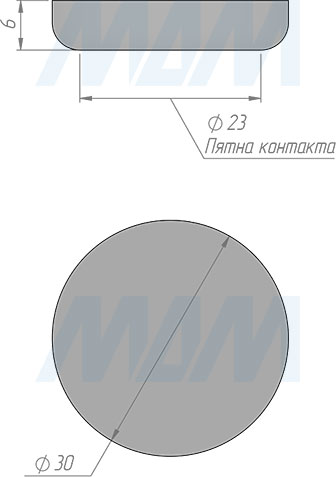 Размеры круглого самоклеящегося подпятника SuperGlide, диаметр 30 мм (артикул HR30-G)