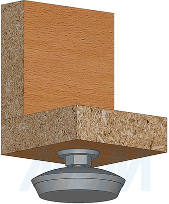 Установка мебельной ножки на подвижном шарнире, М10x15 мм (артикул LEV M10 X 15), схема 1