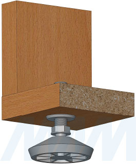 Установка мебельной ножки М10x34 мм на подвижном шарнире (артикул PI77)