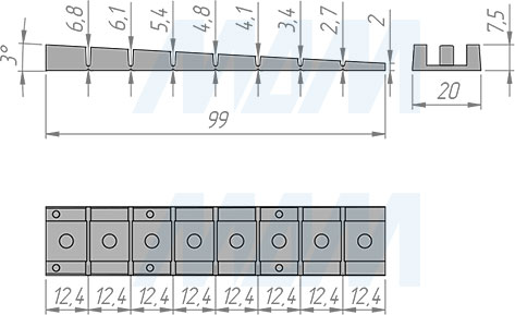 Размеры монтажного клина (артикул SC10PMA)