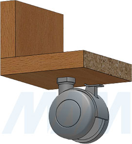 Установка двухколесной опоры с винтом M10, диаметр 50 мм, со стопором (артикул W00B)