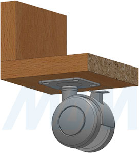 Установка двухколесной опоры с площадкой, диаметр 50 мм, со стопором (артикул W01B)