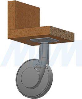 Установка одноколесной опоры с площадкой, диаметр 80 мм, без стопора (артикул W02)