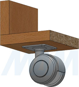 Установка двухколесной опоры с площадкой, диаметр 40 мм, без стопора (артикул W04)